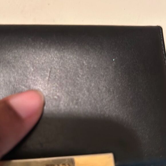 Prada Fold Over Cardholder Black Smooth Leather Gold Logo Classic Minimalist - Picture 4 of 10